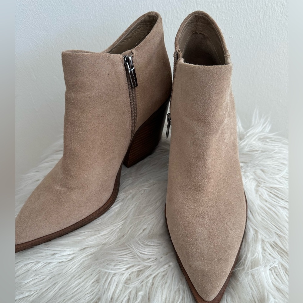 Vince Camuto Beige Suede Ankle Booties